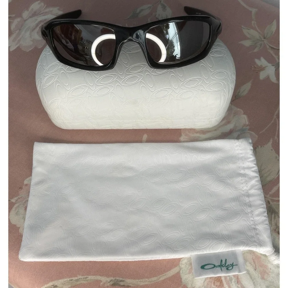 Oakley FIVES Sunglasses 12-994 54-20 Rare Y2K Black Wrap Polarized Bag & Case